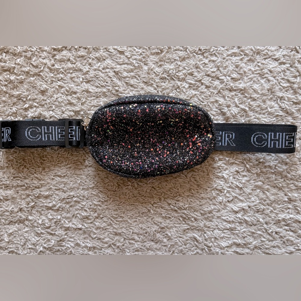 Black Glitter Cheer Belt Bag